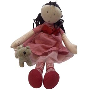 Collectible Handmade Cloth Rag Doll Plush Toy with Teddy Bear Friend‎